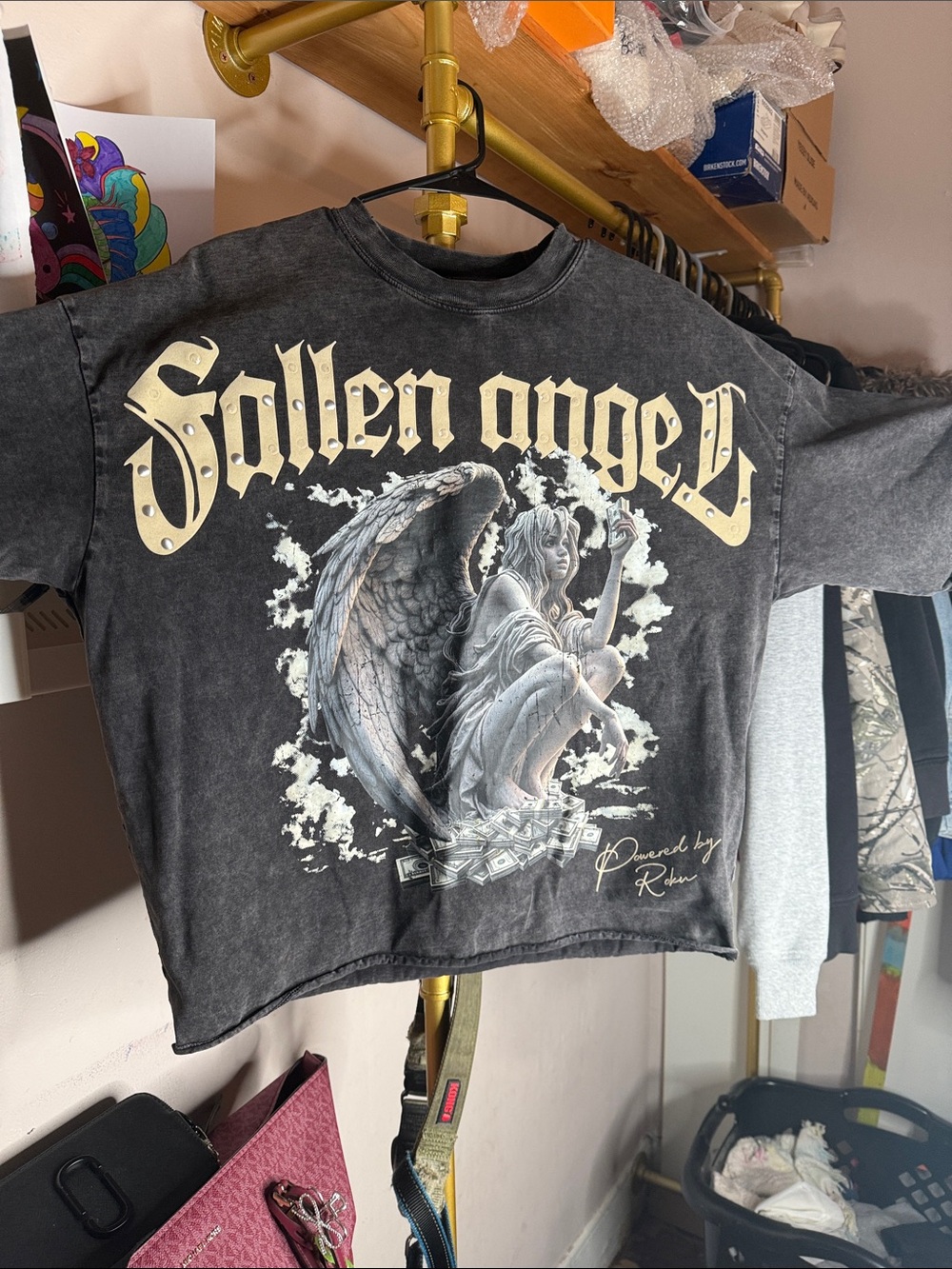 Palm Angels Washed Black Angel Graphic Tee